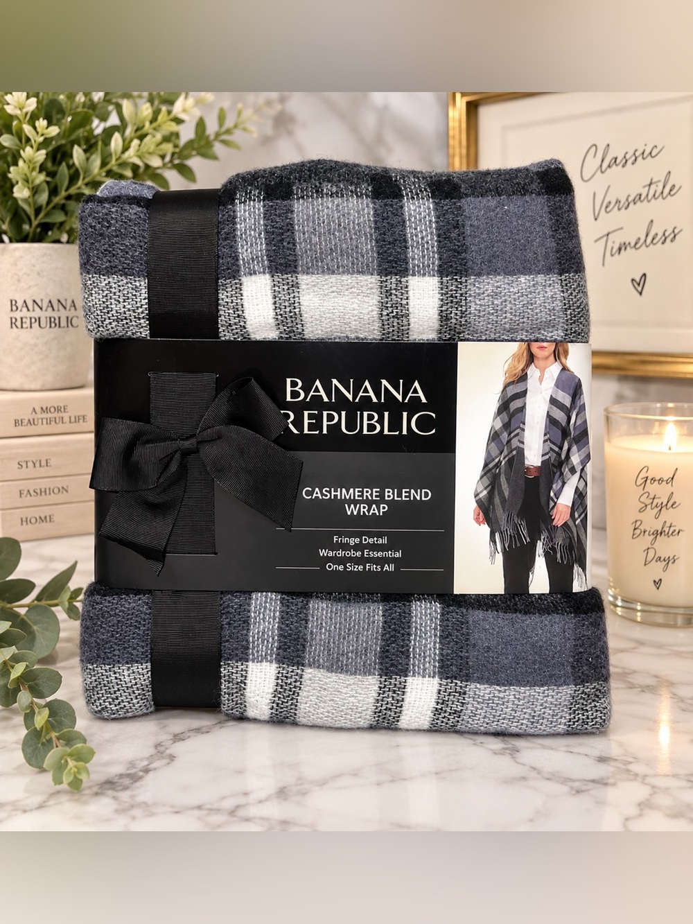 Banana Republic Cashmere Blend Plaid Wrap – NWT